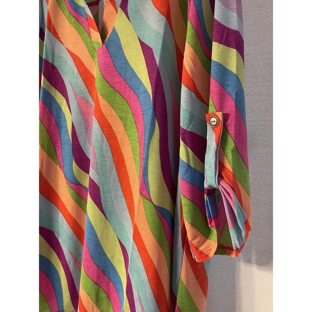 Dear Scarlett Plus Size Women's Top Blouse 2X Rainbow Red Orange Blue NWT - Picture 4 of 4